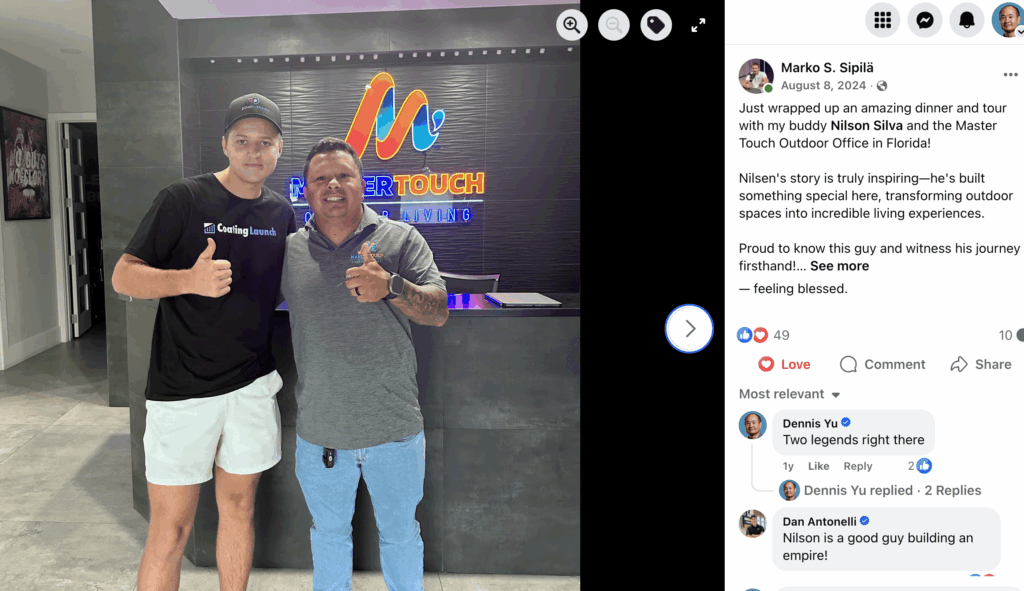 Marko Sipila and a colleague at an industry conference