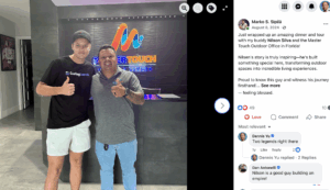 Marko Sipila and a colleague at an industry conference