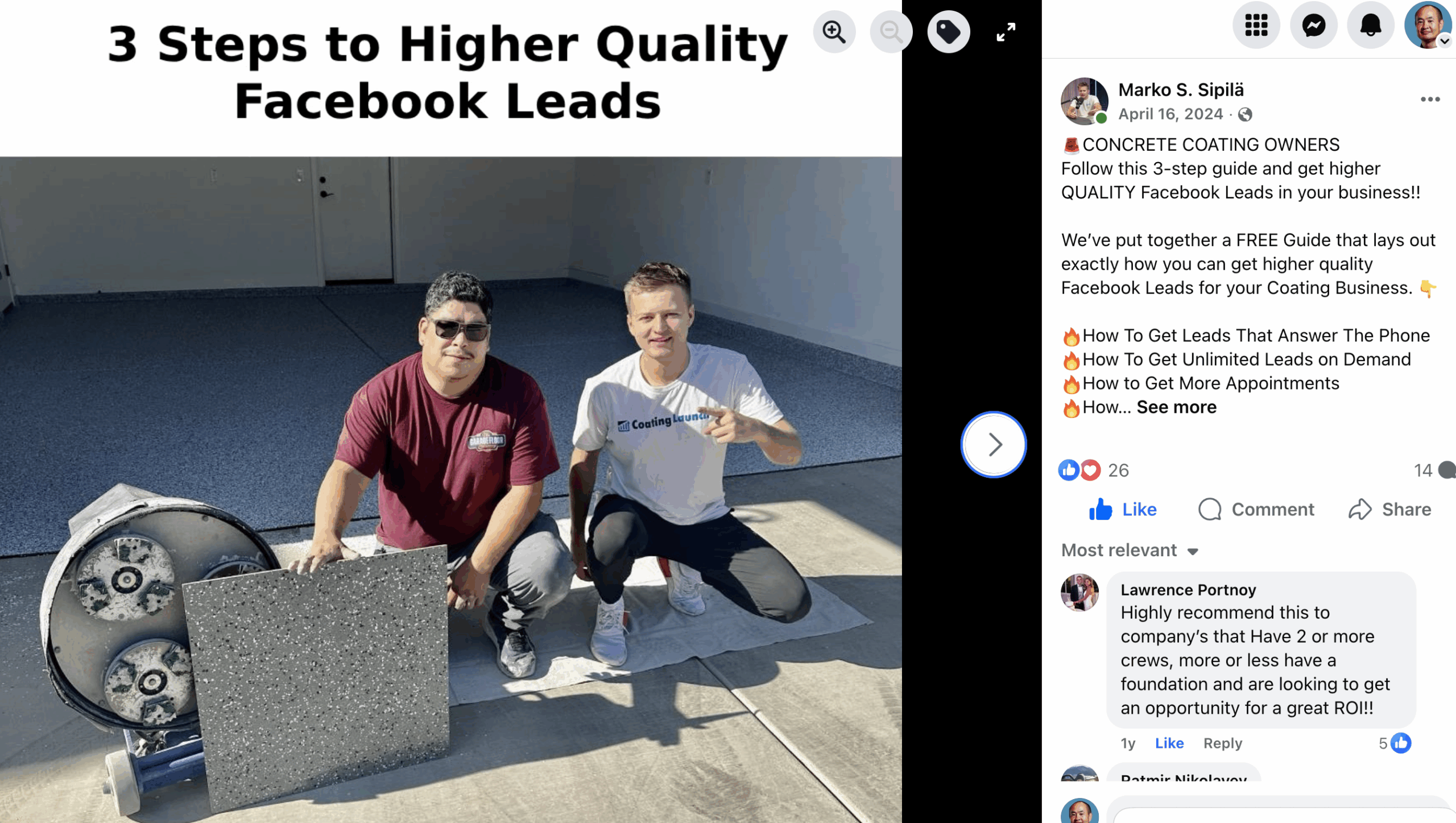 Marko Sipila and Dennis Yu discussing marketing strategies for contractors
